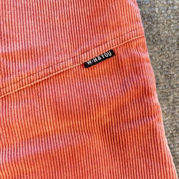 W H & YOU Pink Corduroy Jumper Dress Pinafore Size Medium Retro Unique Y2K - Picture 3 of 10